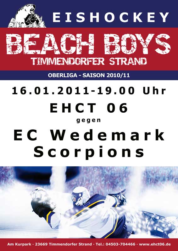 Plakat-EHCT---Wedemark-16.01.2011, Beach Boys wollen Serie weiter ausbauen
